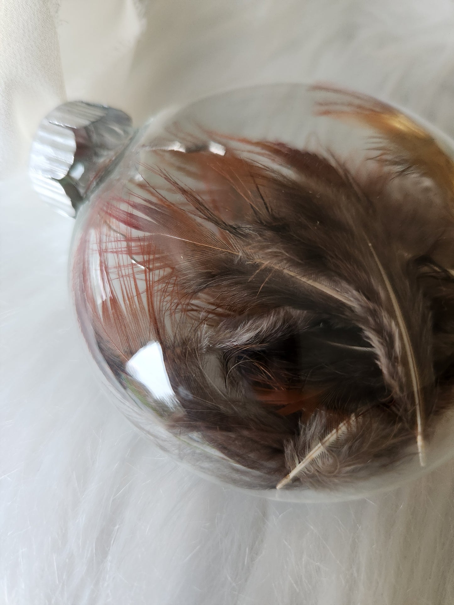 3.5” Glass Disc Ornament - Chicken Feather #4
