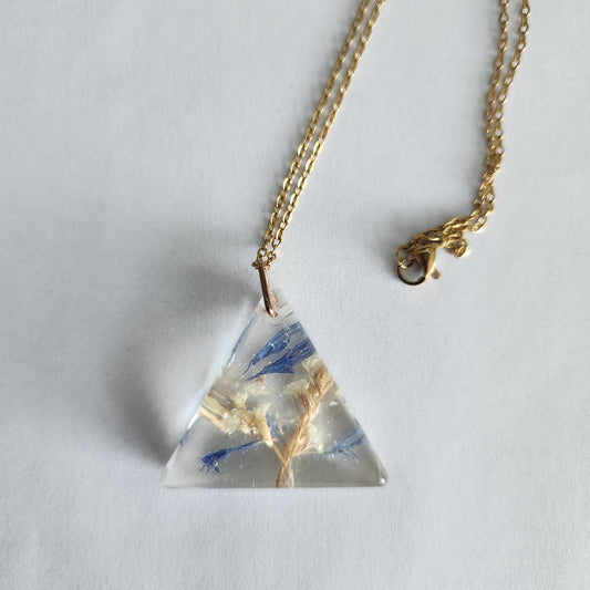Floral Necklace - Blue and White (1.5")