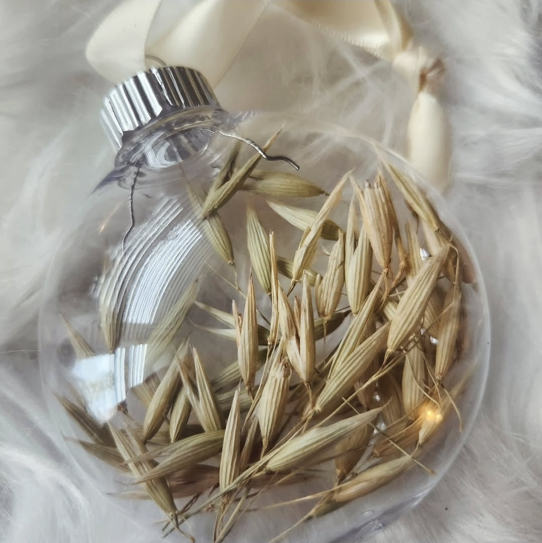 3" Plastic Christmas Ornament Flat Circle - Country Christmas Oats