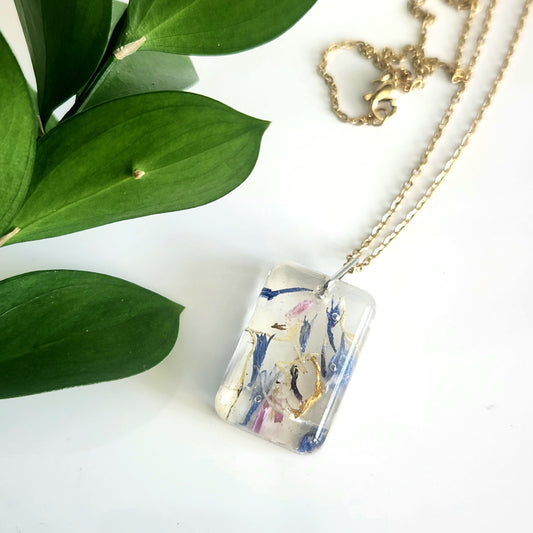 Preserved Floral Necklace - Mix Rectangle