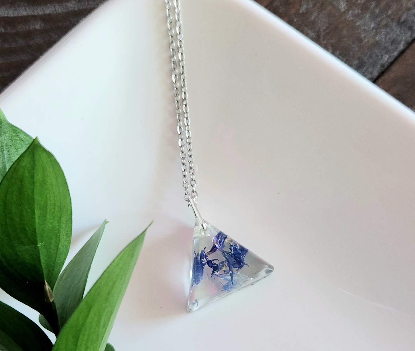 Preserved Floral Necklace - Blue Bachelor Buttons