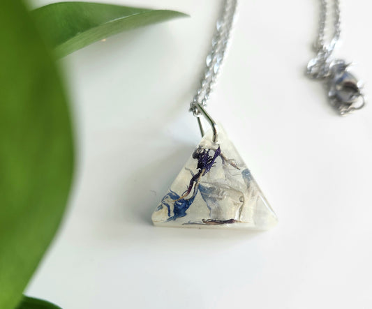 Preserved Floral Necklace - Bachelor Buttons (Blue + Purple)