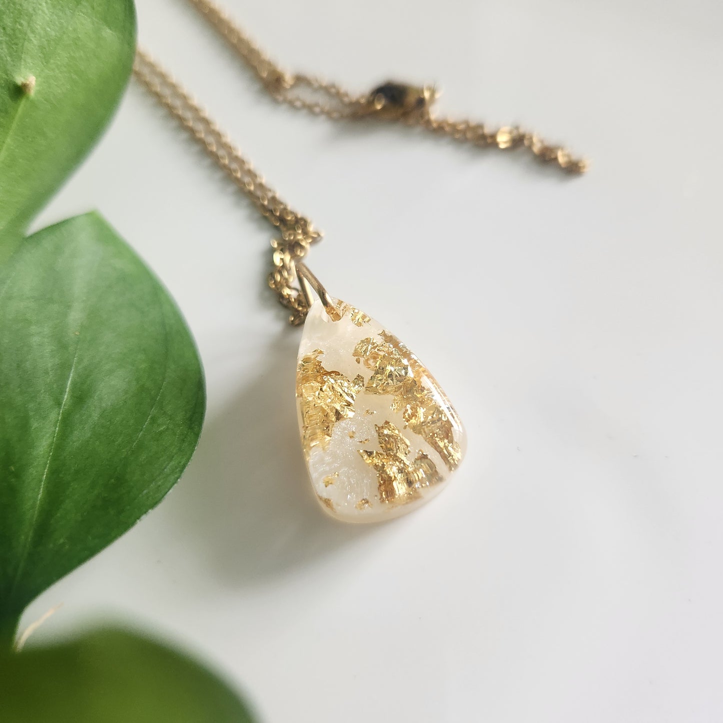 Preserved Gold Teardrop Necklace