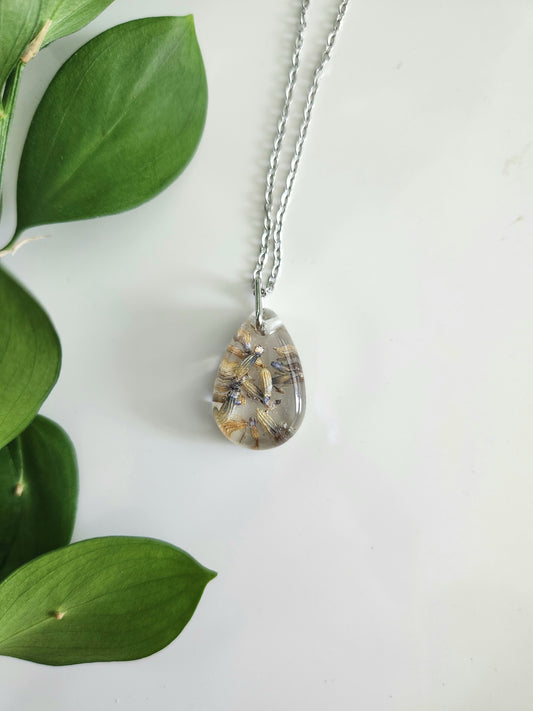 Preserved Floral Necklace - Teardrop Lavender