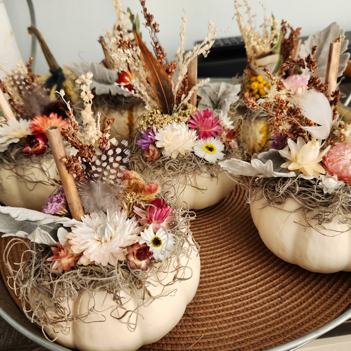 Mini Dried Floral Pumpkin