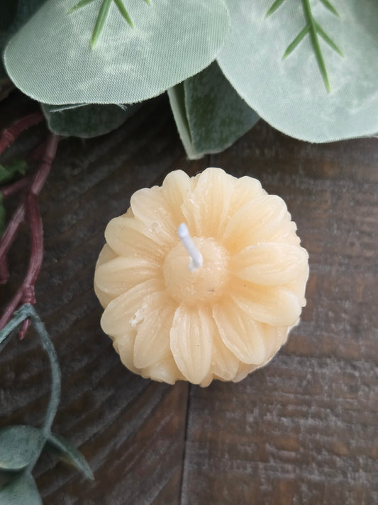 Daisy Pillar Beeswax Candle - Natural