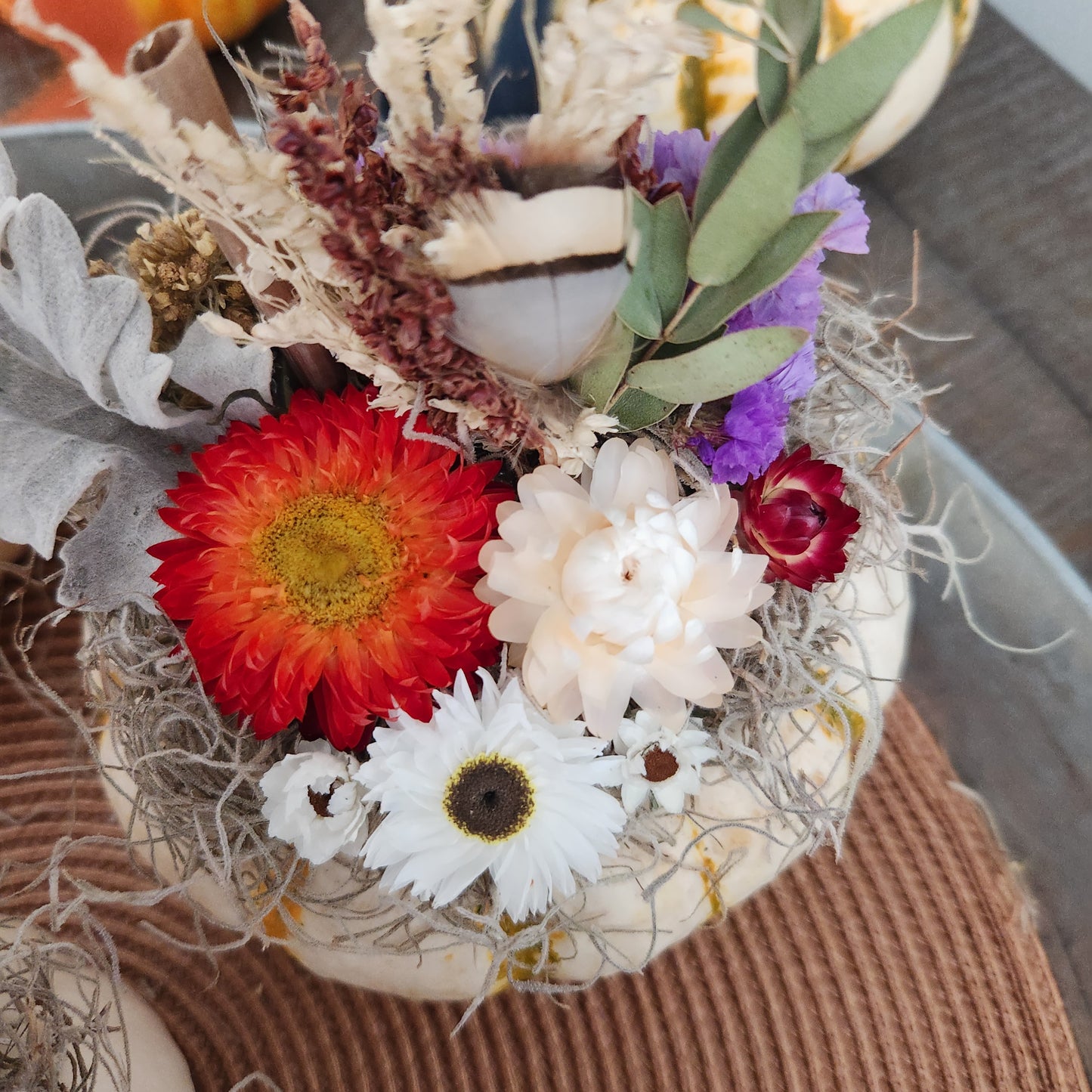 Mini Dried Floral Pumpkin