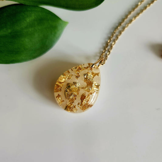 Preserved Gold Foil Necklace - Teardrop
