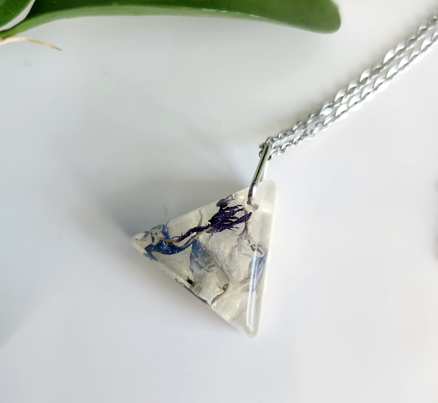 Preserved Floral Necklace - Bachelor Buttons (Blue + Purple)