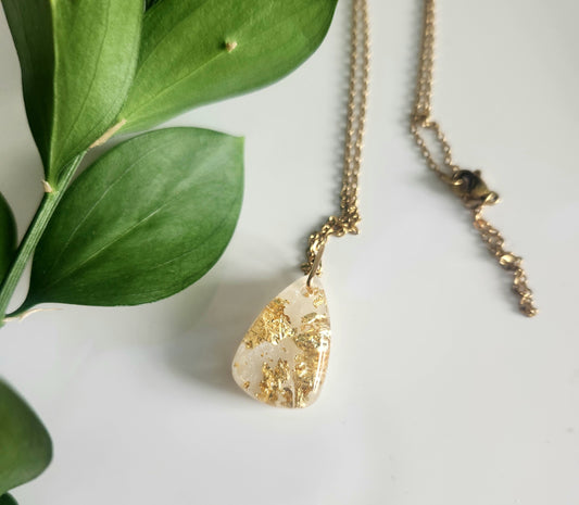 Preserved Gold Teardrop Necklace