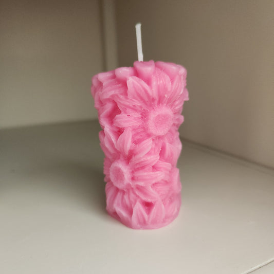 Pink Daisy Candle