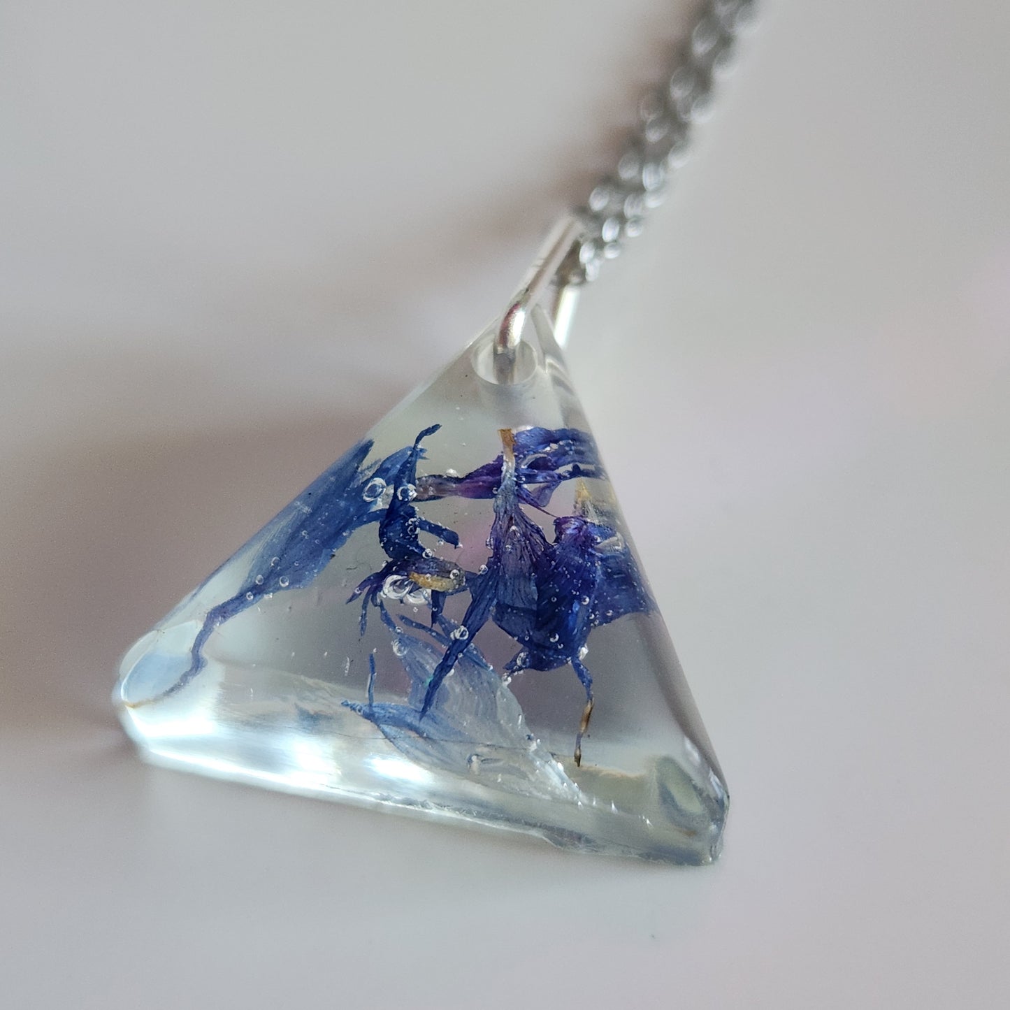 Preserved Floral Necklace - Blue Bachelor Buttons