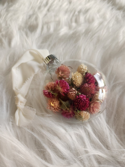 3.5” Glass Disc Ornament - Gomphrena