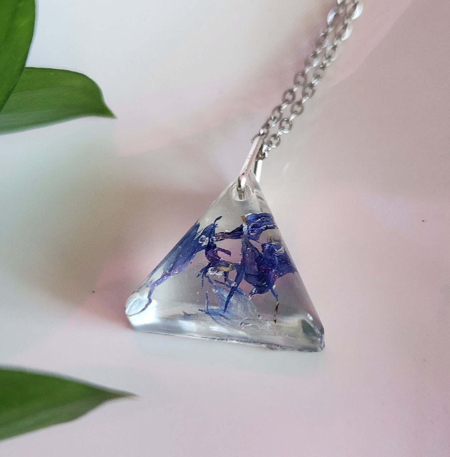 Preserved Floral Necklace - Blue Bachelor Buttons