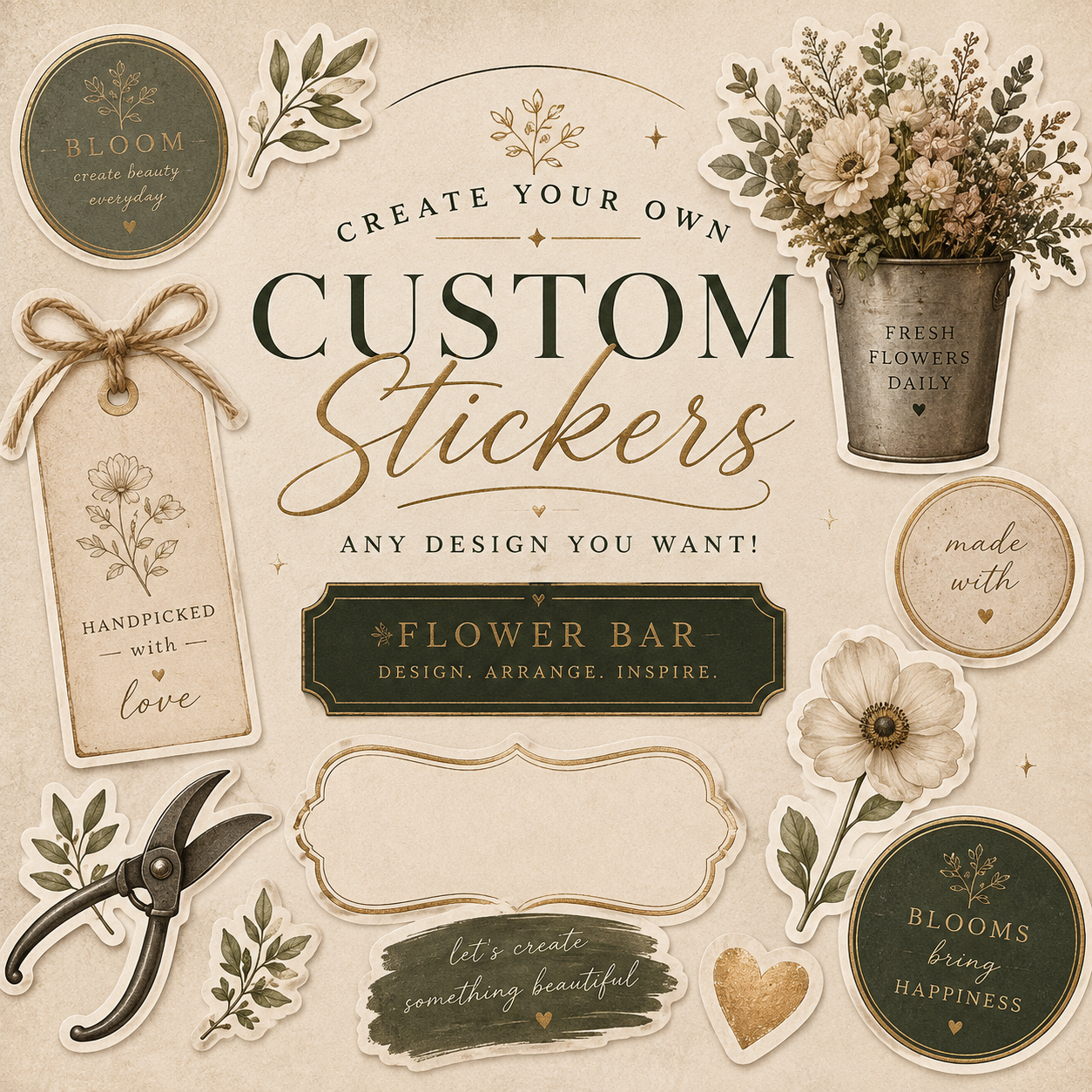 Add on: Customized Stickers for bouquets or bud vases