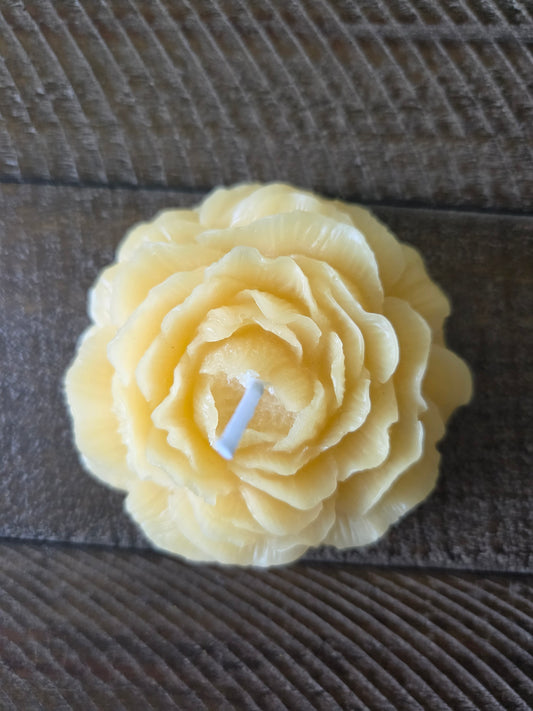 Natural Beeswax Peony Candle