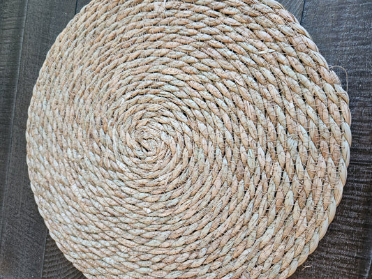 13.75” Boho Handwoven Natural Placemat (Rental)