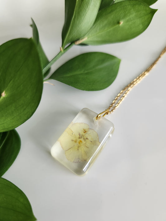 Preserved Floral Necklace - Viola Rectangle