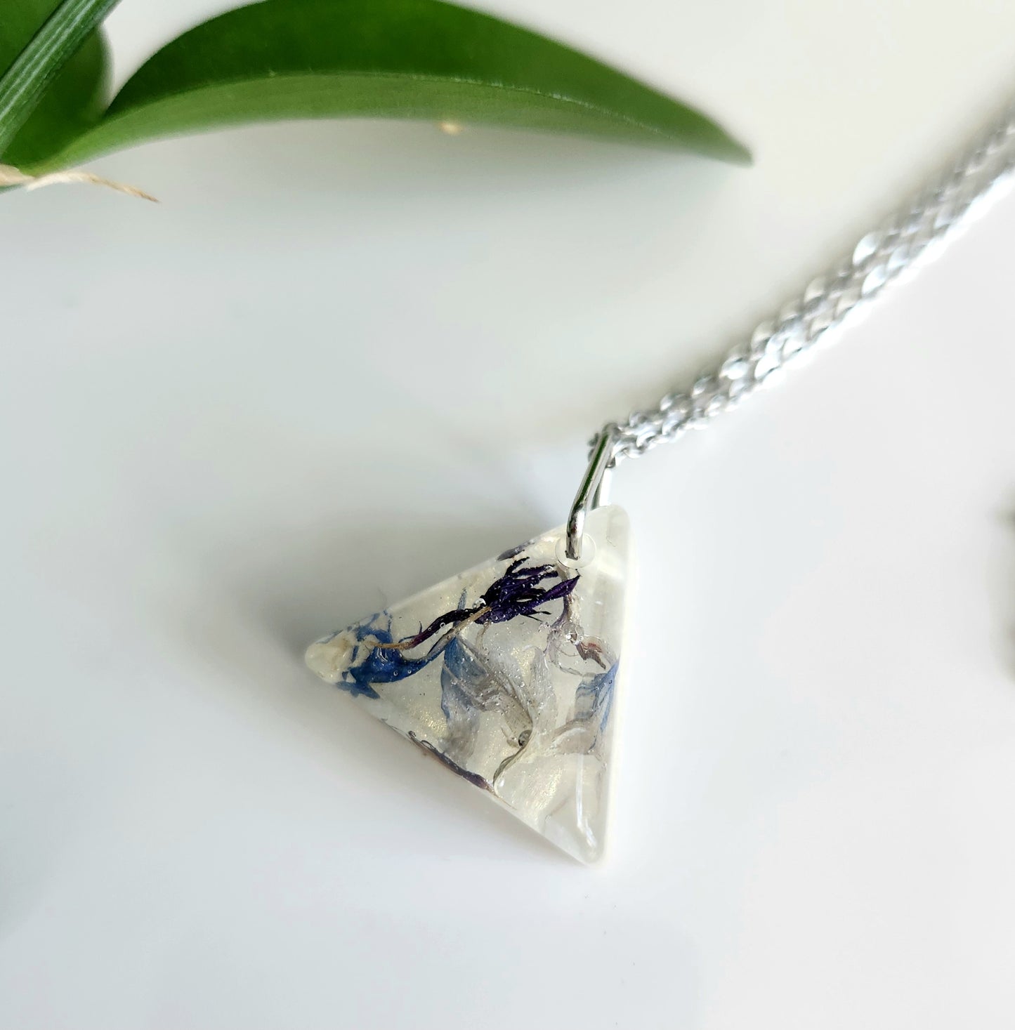 Preserved Floral Necklace - Bachelor Buttons (Blue + Purple)