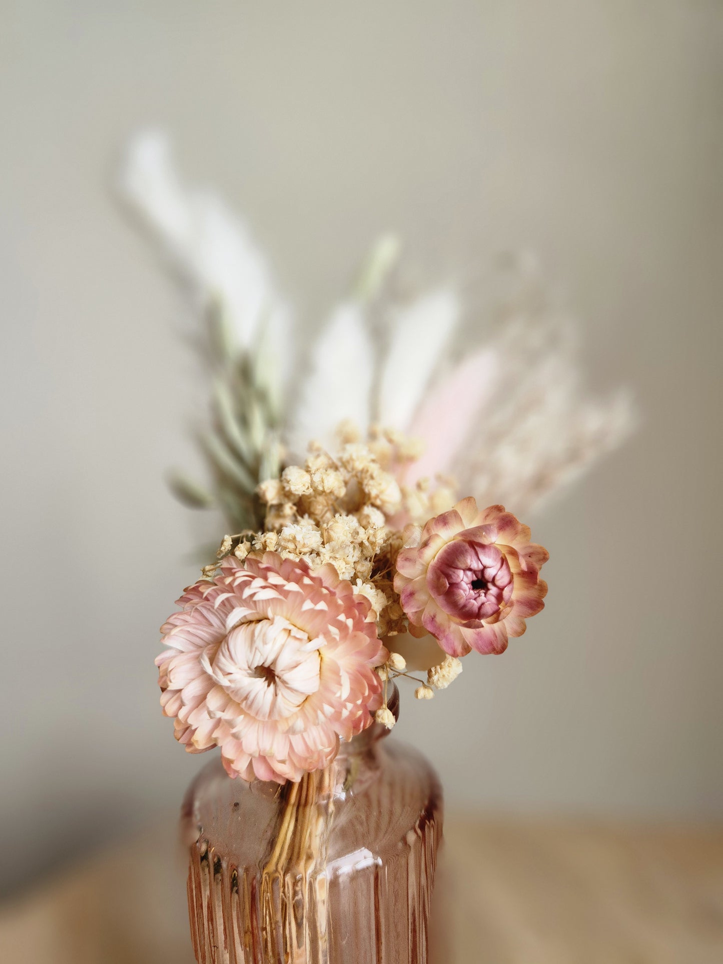 Mini Vase Dried Floral Arrangement  - Soft Boho Pink