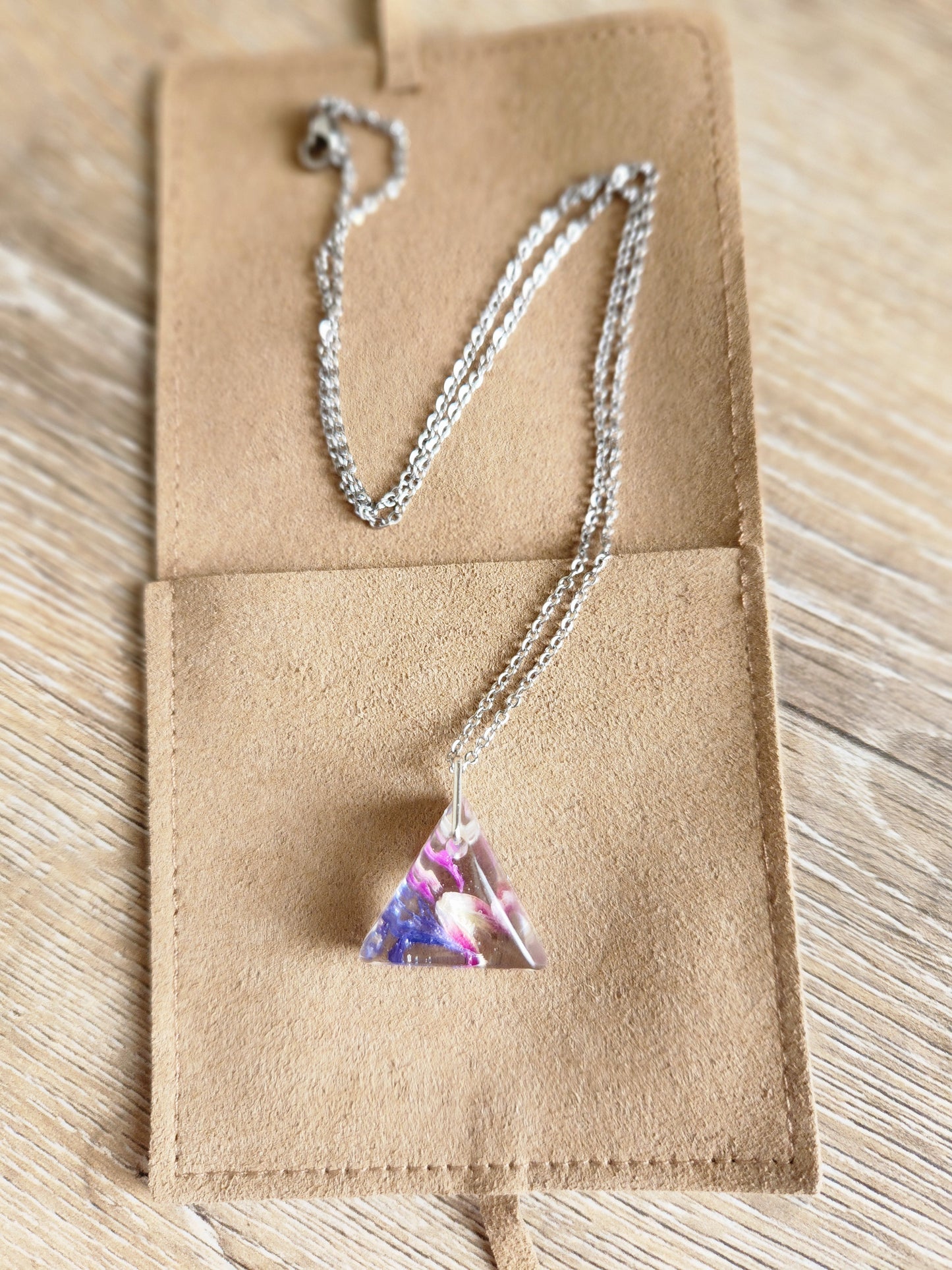 Pyramid Necklace - pink, purple and blue
