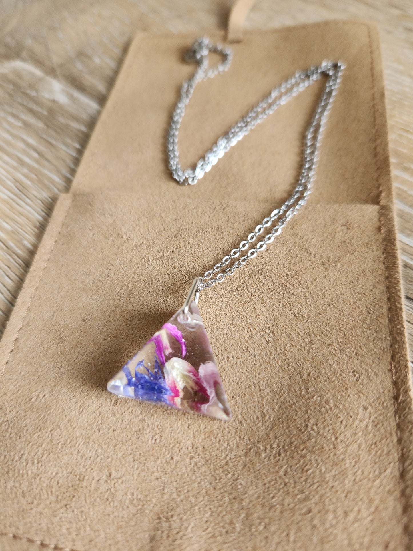 Pyramid Necklace - pink, purple and blue