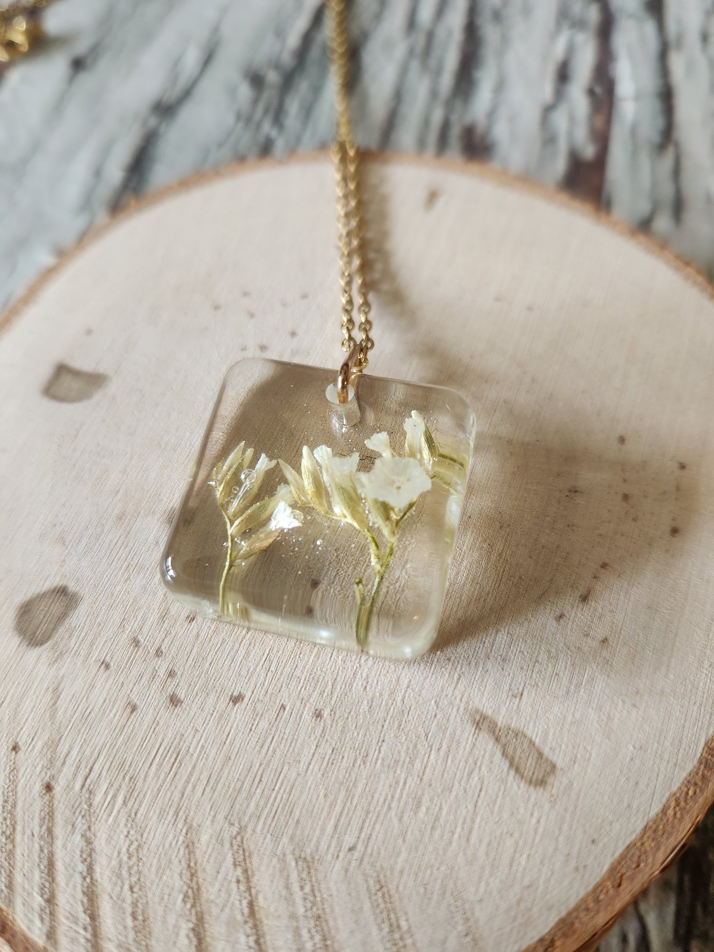 1" Square Pendant Preserved Necklace