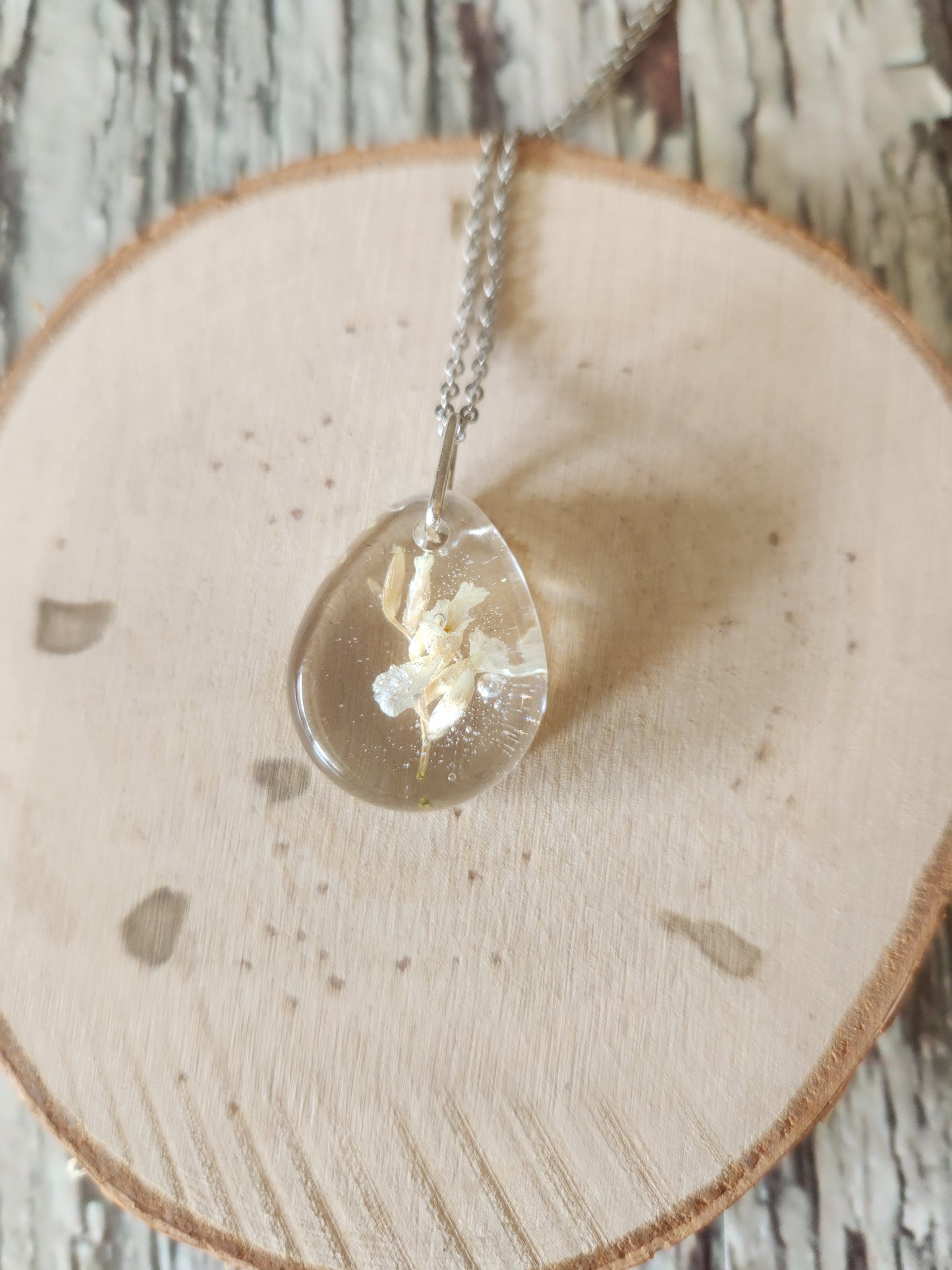 Preserved Floral Necklace - 1" Oval Pendant