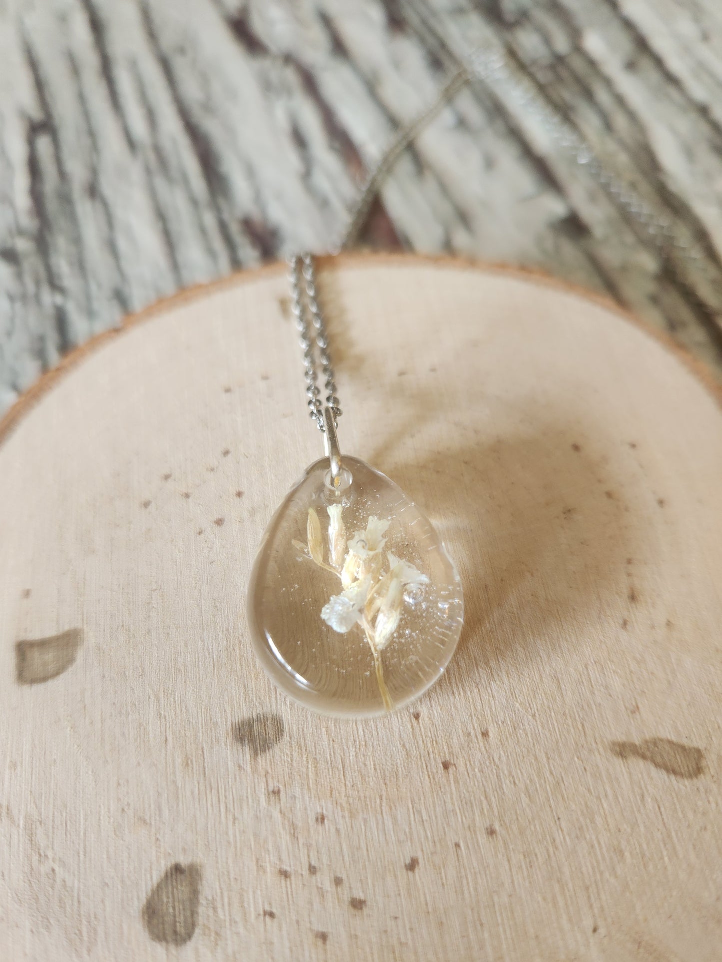 Preserved Floral Necklace - 1" Oval Pendant