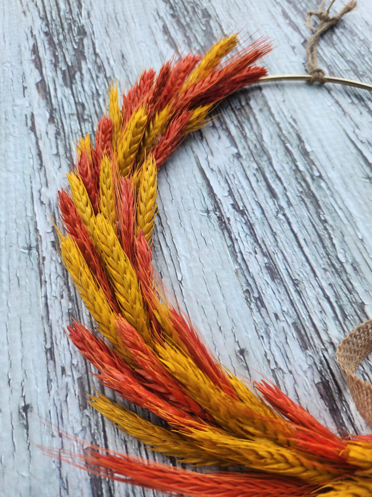 Seasonal Fall Wreath - Orange and Yellow Wheat