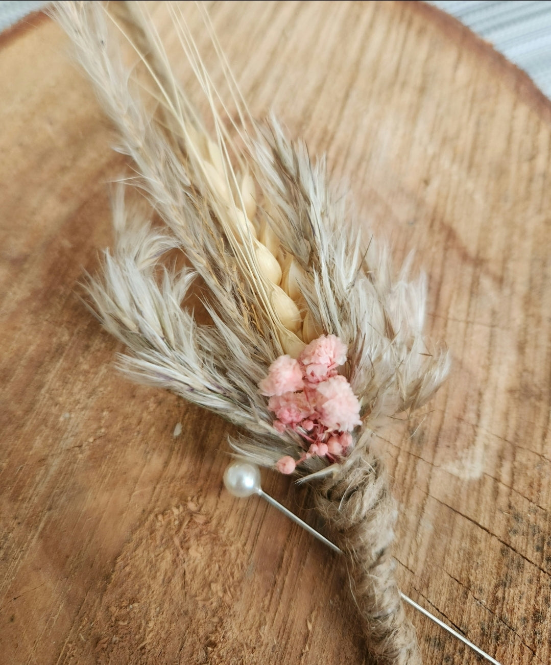 Hat Boutonniere- Pink, Simple Boho