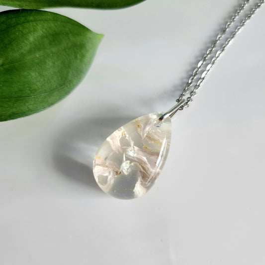 Preserved Floral Necklace - Pink Gomphrena Tear Drop