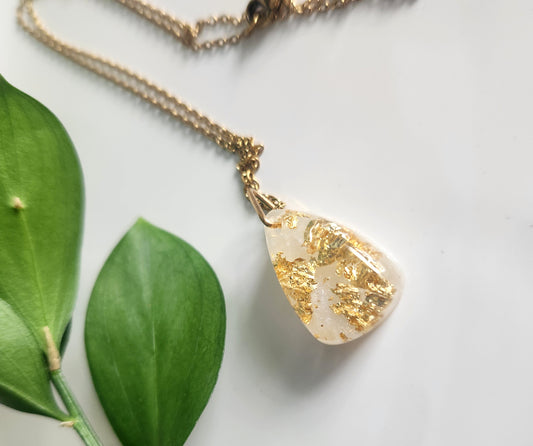 Preserved Gold Teardrop Necklace