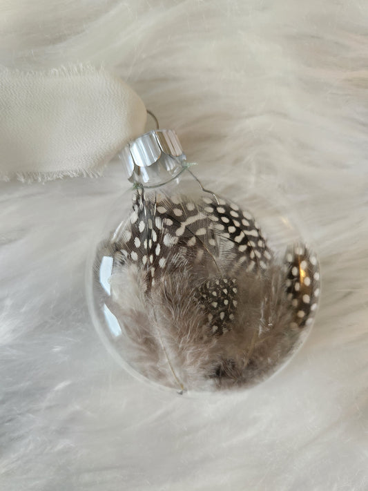 3.5” Glass Disc Ornament - Guinea Fowl Feathers