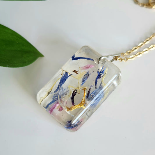 Preserved Floral Necklace - Mix Rectangle