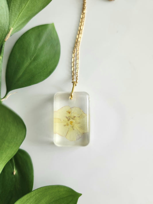 Preserved Floral Necklace - Viola Rectangle