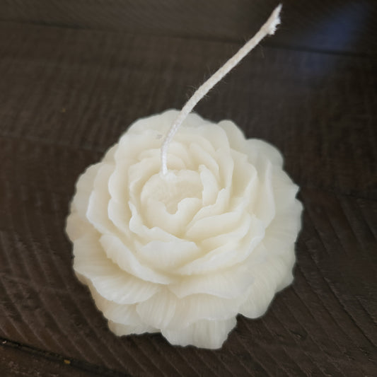 White Beeswax Candle - Peony