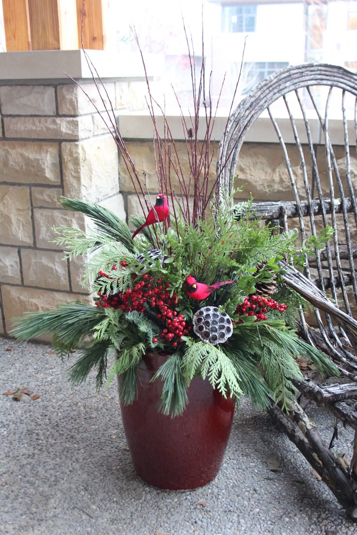 Christmas Planter Decoration and Installation Service - Simple & Natural