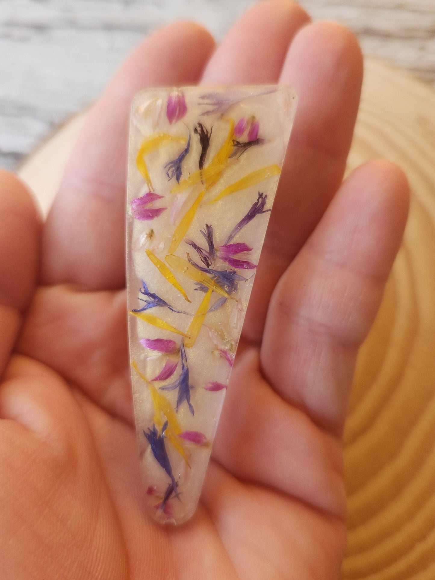 Dried Floral Acrylic Hair Clip