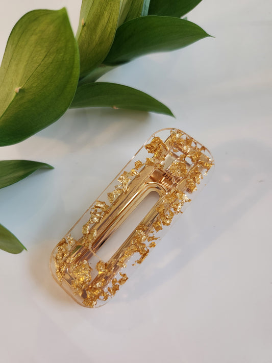 Acrylic Resin Hair Clip - Clear Gold Foil