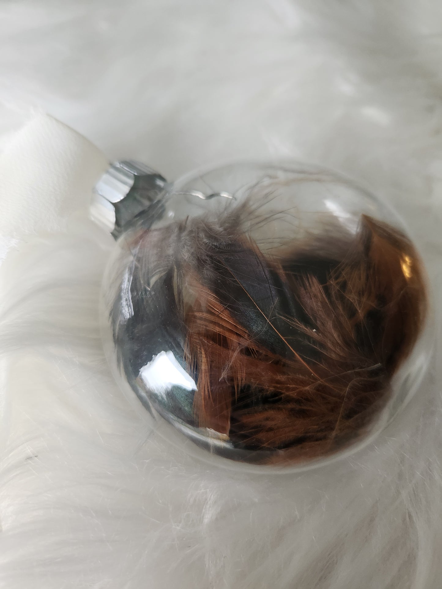 3.5” Glass Disc Ornament - Chicken Feather #2