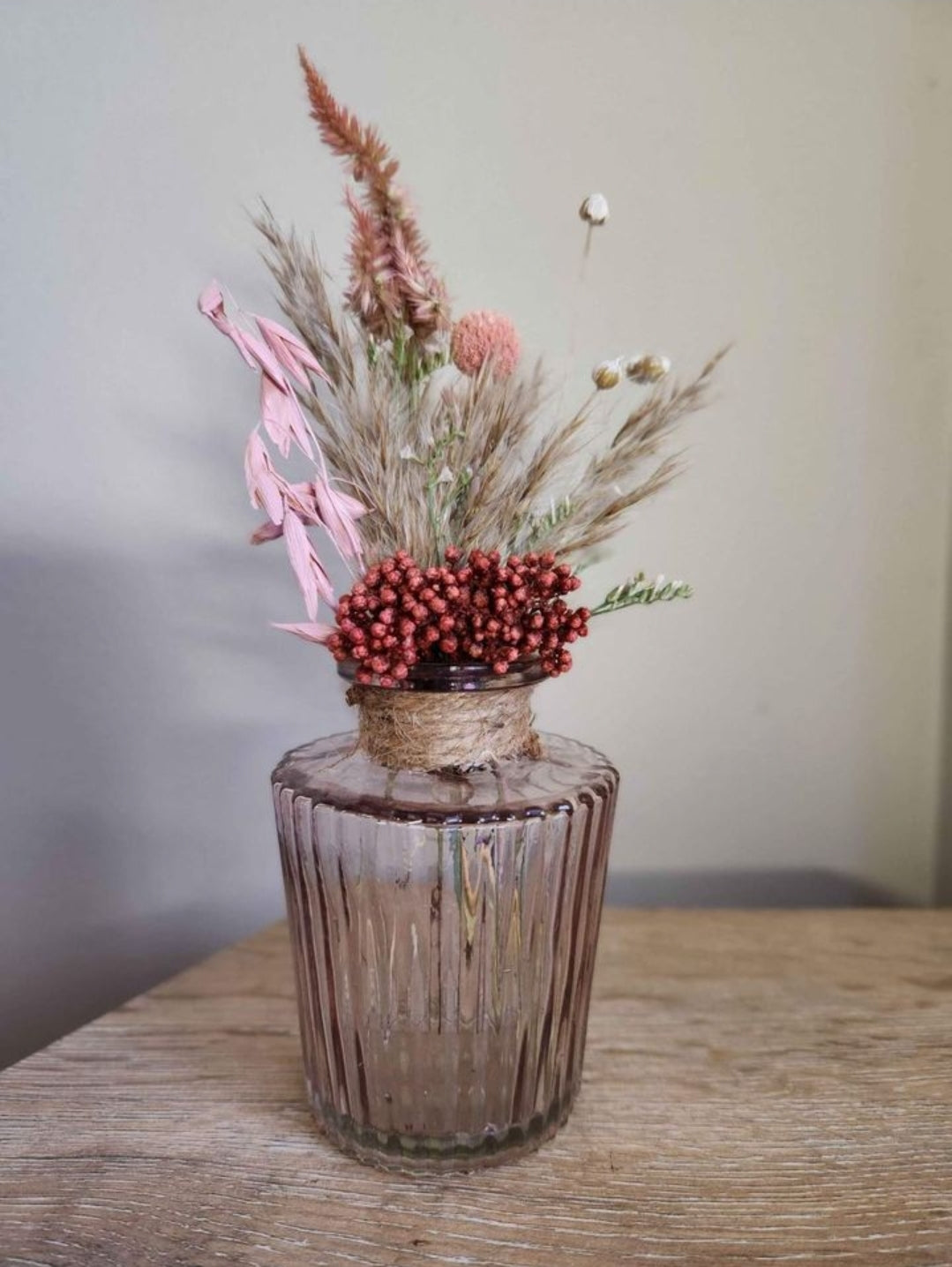 Mini Dried Floral Vase - Pretty Pink