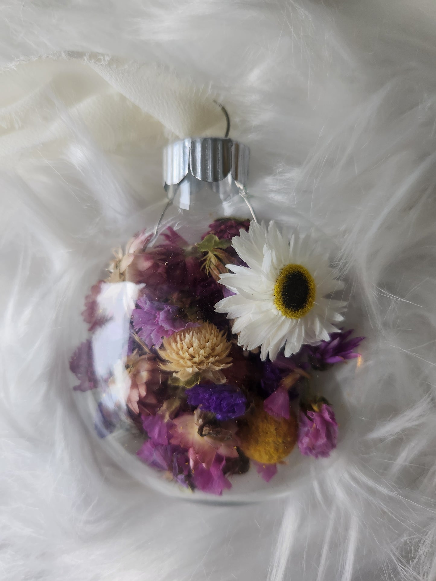 3.5” Glass Disc Ornament - Mixed Flowers