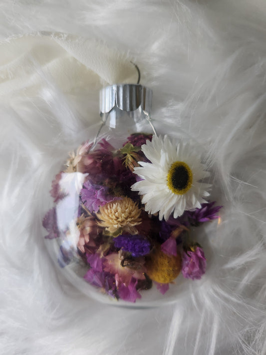 3.5” Glass Disc Ornament - Mixed Flowers