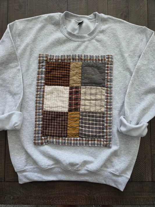 Medium • Fall Patchwork Crewneck • Ash