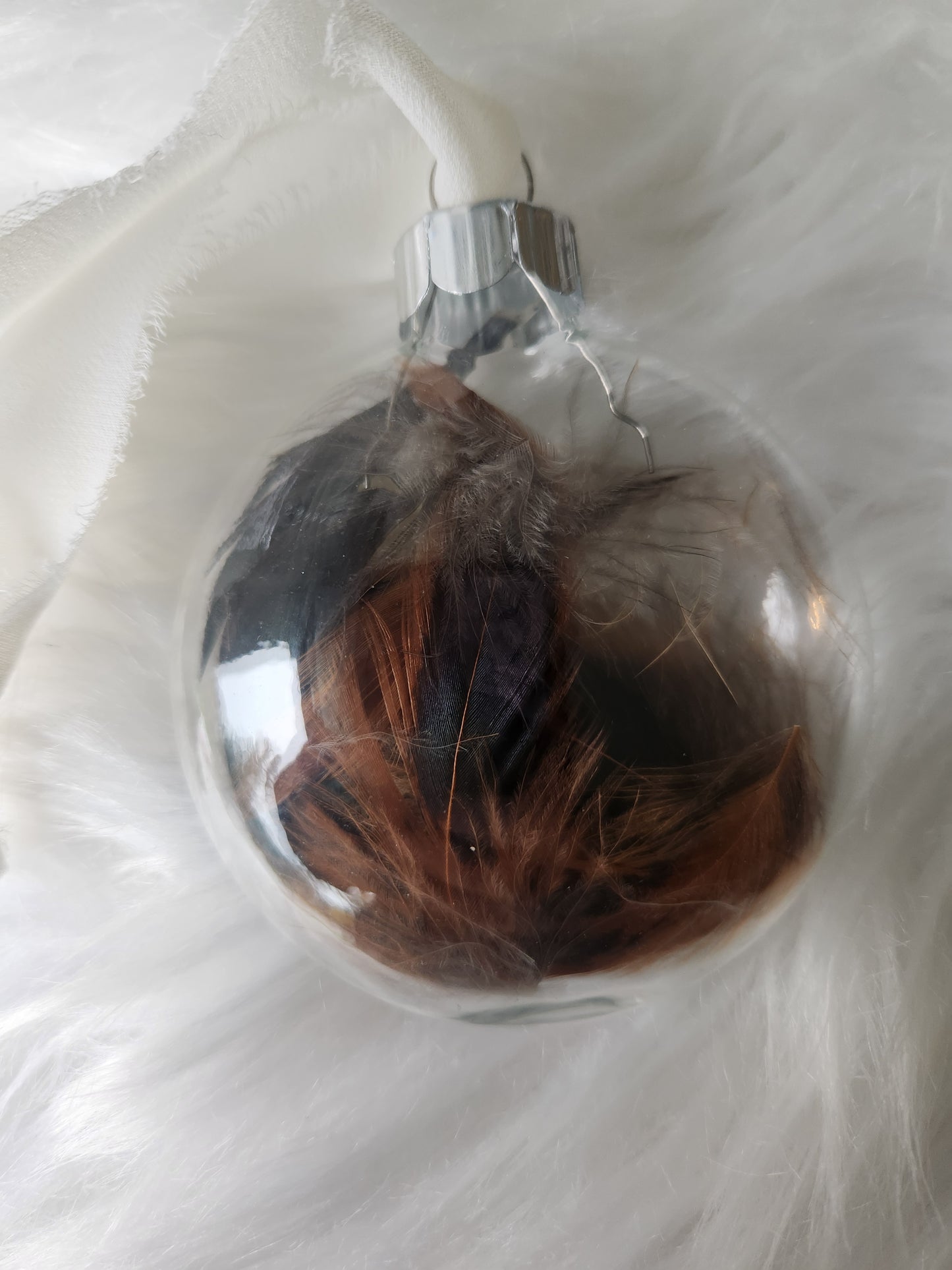 3.5” Glass Disc Ornament - Chicken Feather #2