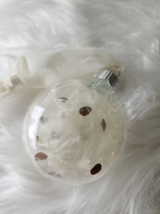 3.5” Glass Disc Ornament - Milkweed