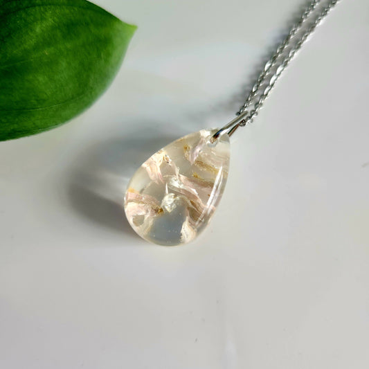 Preserved Floral Necklace - Pink Gomphrena Tear Drop