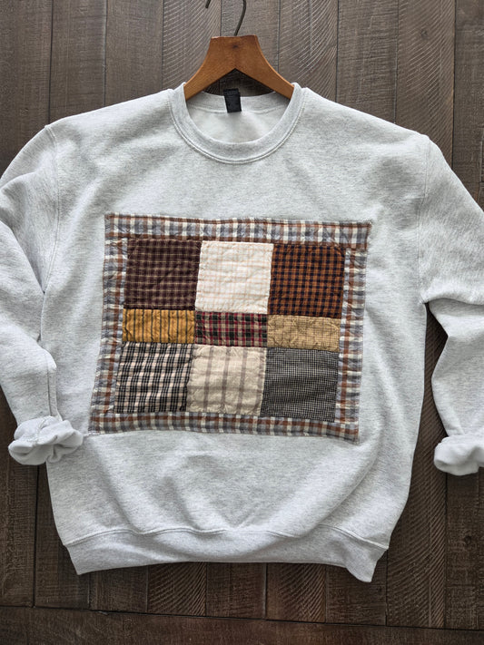 Medium • Fall Patchwork Crewneck • Ash