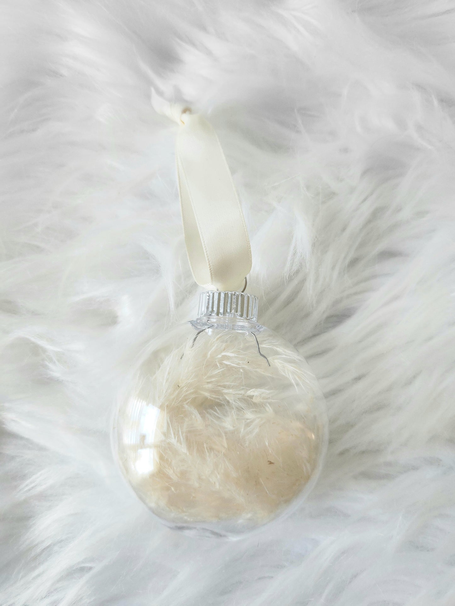 3" Plastic Christmas Ornament Flat Circle - Country Christmas White Pampas